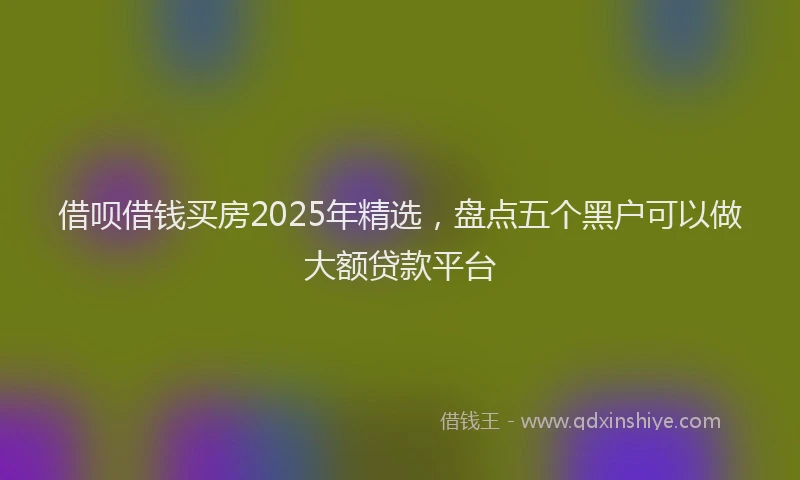 借呗借钱买房2025年精选,盘点五个黑户可以做大额贷款平台