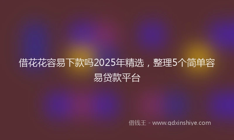 借花花容易下款吗2025年精选，整理5个简单容易贷款平台