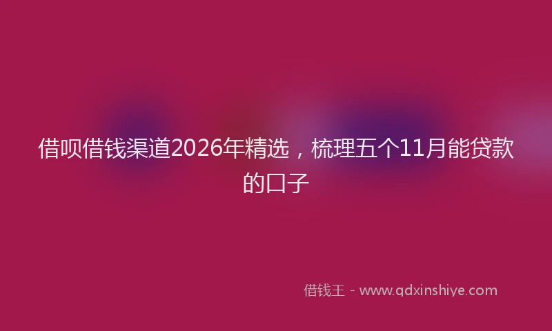 借呗借钱渠道2026年精选，梳理五个11月能贷款的口子