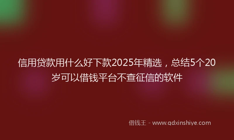 信用贷款用什么好下款2025年精选，总结5个20岁可以借钱平台不查征信的软件
