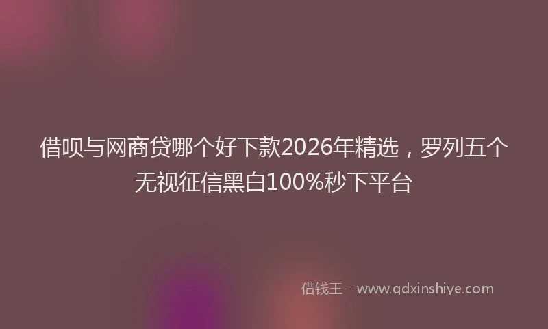 借呗与网商贷哪个好下款2026年精选，罗列五个无视征信黑白100%秒下平台