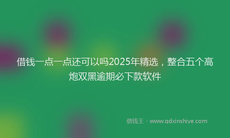 借钱一点一点还可以吗2025年精选,整合五个高炮双黑逾期必下款软件