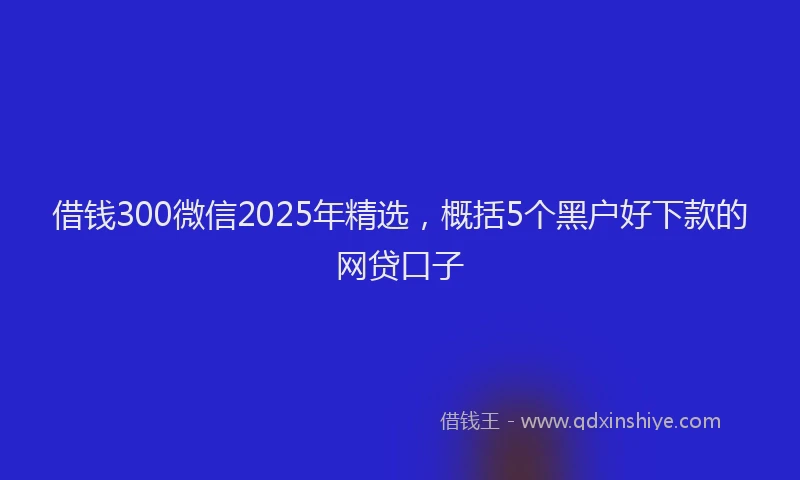 借钱300微信2025年精选，概括5个黑户好下款的网贷口子
