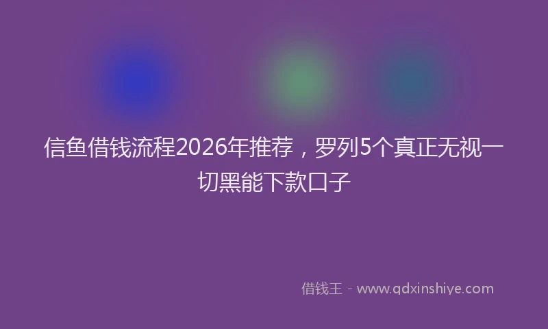 信鱼借钱流程2026年推荐，罗列5个真正无视一切黑能下款口子