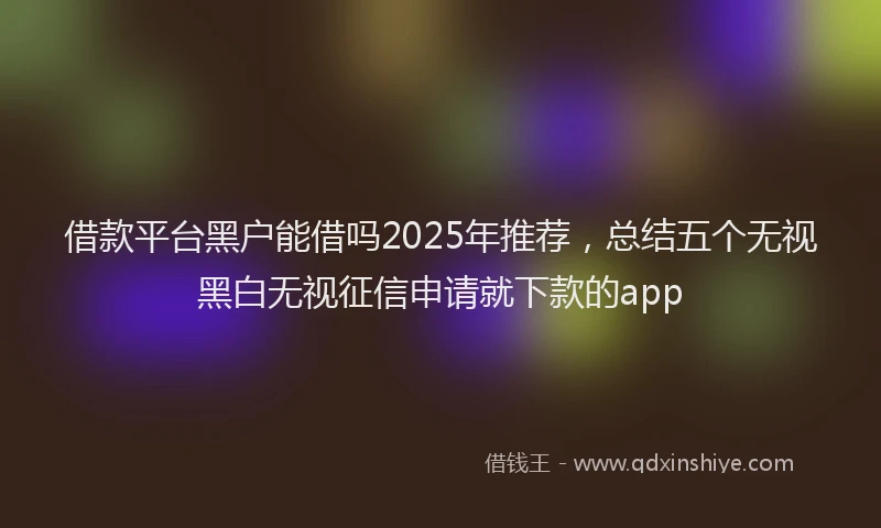 借款平台黑户能借吗2025年推荐，总结五个无视黑白无视征信申请就下款的app