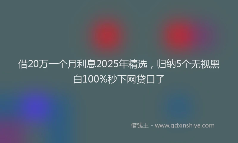 借20万一个月利息2025年精选,归纳5个无视黑白100%秒下网贷口子