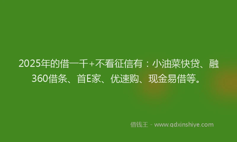 2025年的借一千+不看征信有:小油菜快贷、融360借条、首E家、优速购、现金易借等。