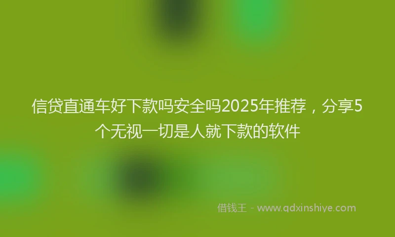 信贷直通车好下款吗安全吗2025年推荐，分享5个无视一切是人就下款的软件