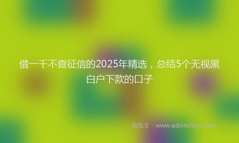 借一千不查征信的2025年精选，总结5个无视黑白户下款的口子