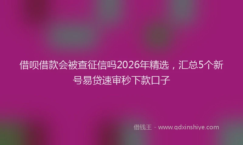 借呗借款会被查征信吗2026年精选,汇总5个新号易贷速审秒下款口子