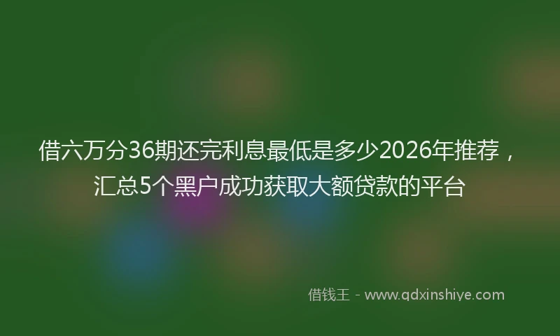借六万分36期还完利息最低是多少2026年推荐,汇总5个黑户成功获取大额贷款的平台
