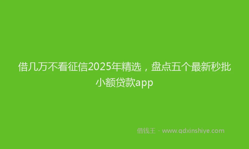 借几万不看征信2025年精选,盘点五个最新秒批小额贷款app