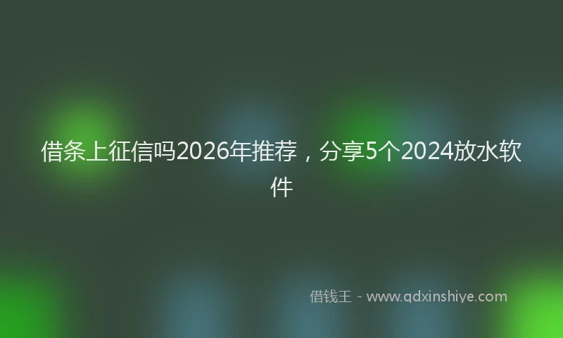 借条上征信吗2026年推荐，分享5个2024放水软件