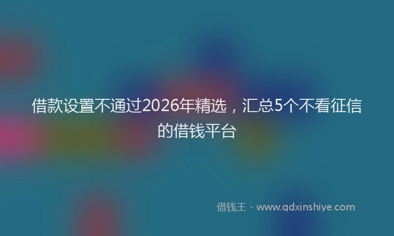 借款设置不通过2026年精选，汇总5个不看征信的借钱平台