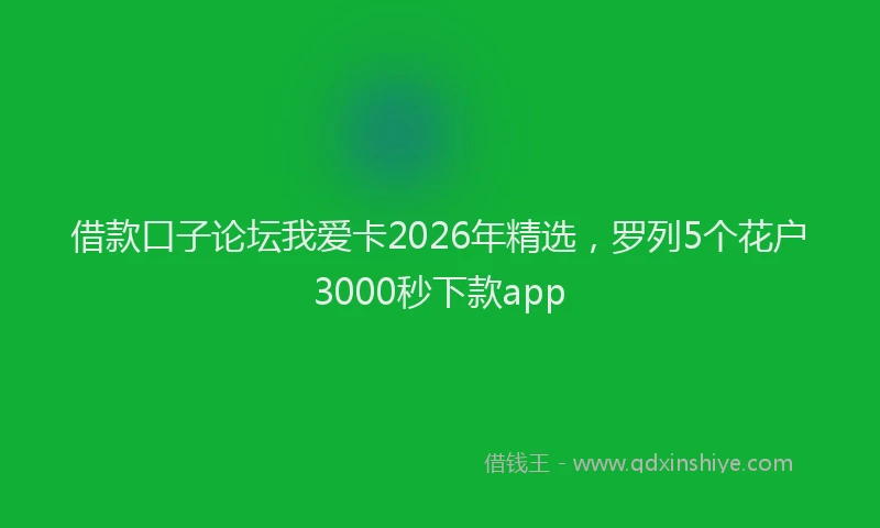借款口子论坛我爱卡2026年精选，罗列5个花户3000秒下款app
