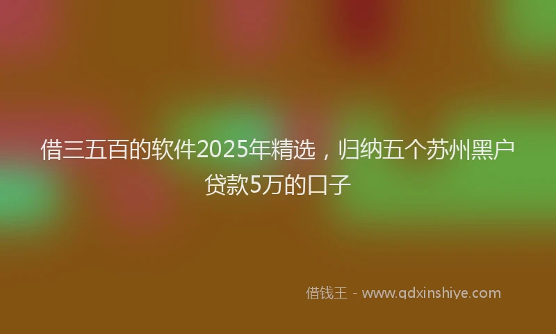 借三五百的软件2025年精选，归纳五个苏州黑户贷款5万的口子