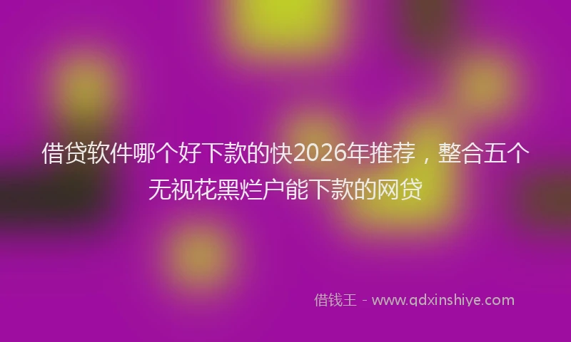借贷软件哪个好下款的快2026年推荐，整合五个无视花黑烂户能下款的网贷