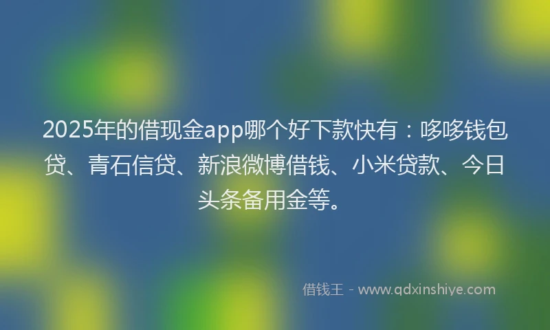 2025年的借现金app哪个好下款快有:哆哆钱包贷、青石信贷、新浪微博借钱、小米贷款、今日头条备用金等。