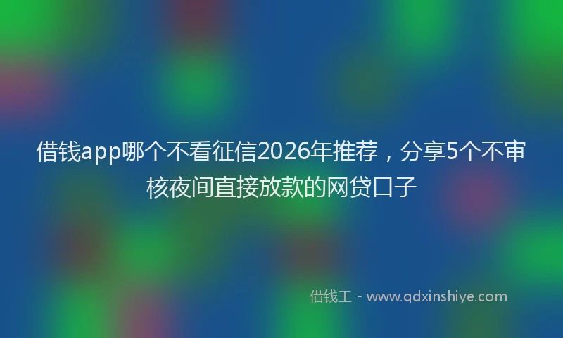 借钱app哪个不看征信2026年推荐，分享5个不审核夜间直接放款的网贷口子