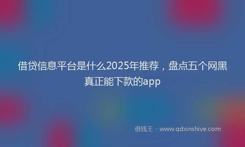 借贷信息平台是什么2025年推荐，盘点五个网黑真正能下款的app