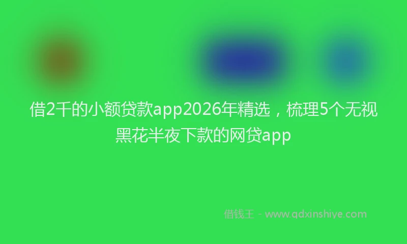 借2千的小额贷款app2026年精选，梳理5个无视黑花半夜下款的网贷app