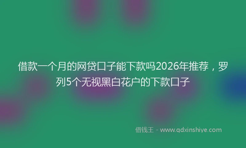 借款一个月的网贷口子能下款吗2026年推荐，罗列5个无视黑白花户的下款口子