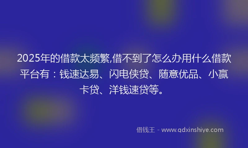 2025年的借款太频繁,借不到了怎么办用什么借款平台有：钱速达易、闪电侠贷、随意优品、小赢卡贷、洋钱速贷等。