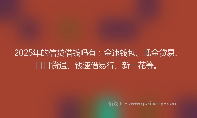 2025年的信贷借钱吗有：金速钱包、现金贷易、日日贷通、钱速借易行、新一花等。
