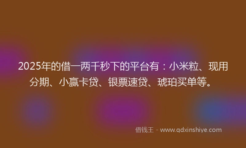 2025年的借一两千秒下的平台有:小米粒、现用分期、小赢卡贷、银票速贷、琥珀买单等。