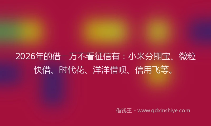 2026年的借一万不看征信有：小米分期宝、微粒快借、时代花、洋洋借呗、信用飞等。