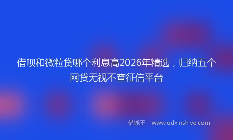 借呗和微粒贷哪个利息高2026年精选,归纳五个网贷无视不查征信平台