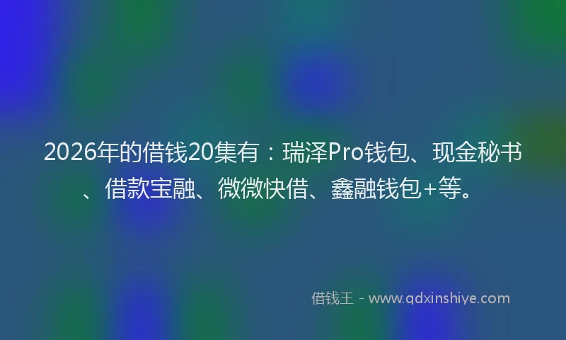 2026年的借钱20集有：瑞泽Pro钱包、现金秘书、借款宝融、微微快借、鑫融钱包+等。