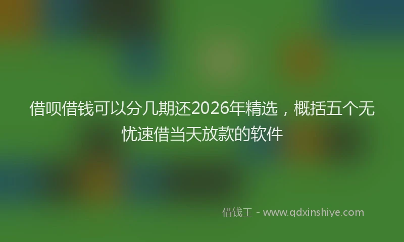 借呗借钱可以分几期还2026年精选，概括五个无忧速借当天放款的软件