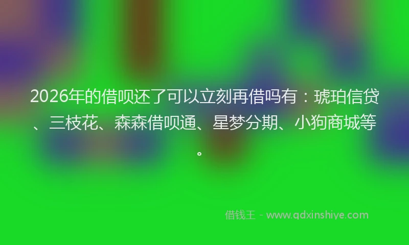 2026年的借呗还了可以立刻再借吗有:琥珀信贷、三枝花、森森借呗通、星梦分期、小狗商城等。