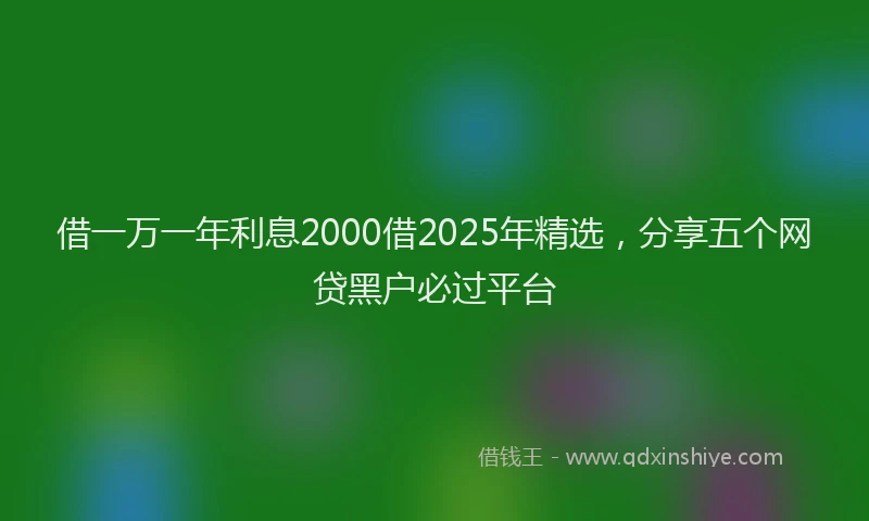 借一万一年利息2000借2025年精选，分享五个网贷黑户必过平台
