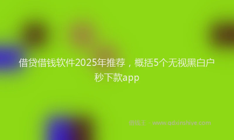 借贷借钱软件2025年推荐，概括5个无视黑白户秒下款app