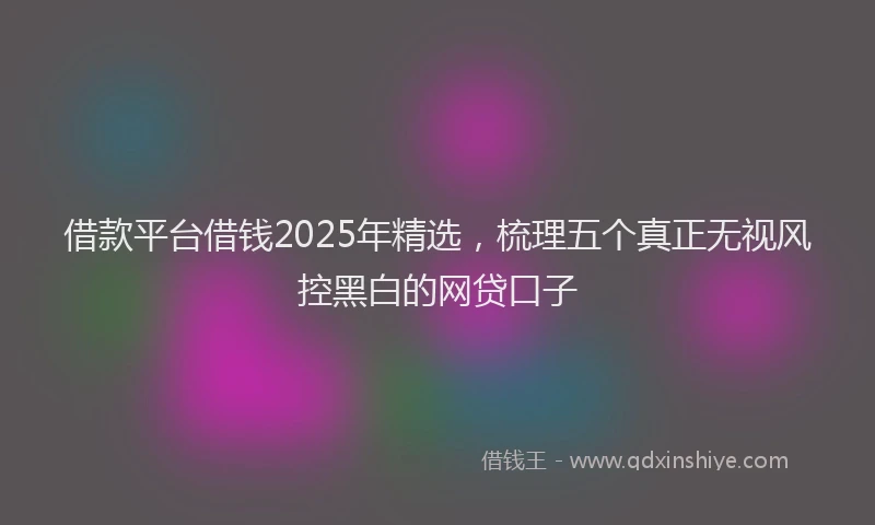 借款平台借钱2025年精选，梳理五个真正无视风控黑白的网贷口子