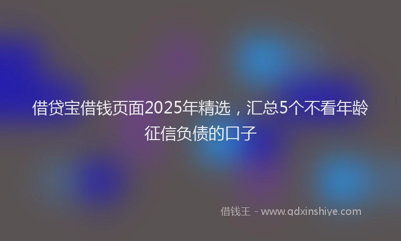 借贷宝借钱页面2025年精选,汇总5个不看年龄征信负债的口子