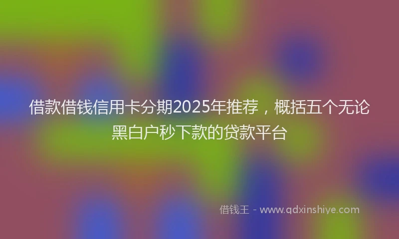 借款借钱信用卡分期2025年推荐,概括五个无论黑白户秒下款的贷款平台