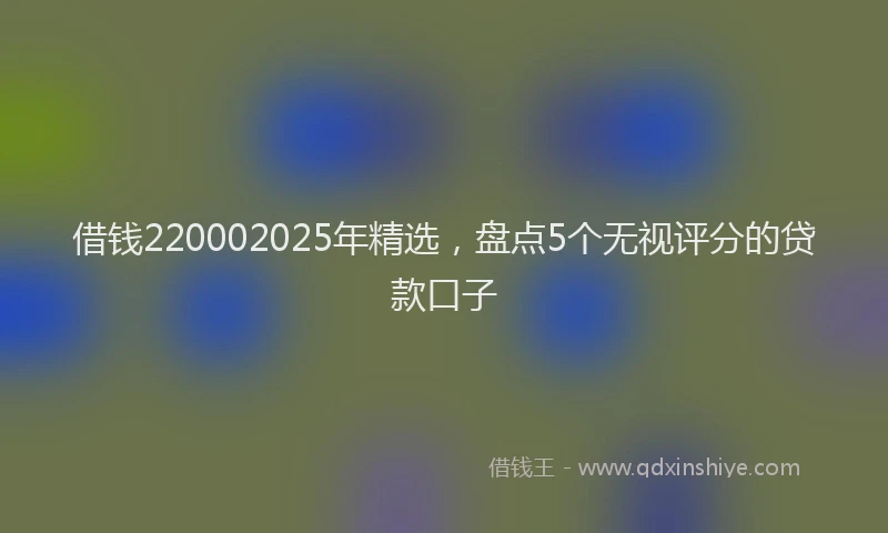 借钱220002025年精选，盘点5个无视评分的贷款口子