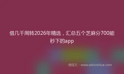 借几千周转2026年精选，汇总五个芝麻分700能秒下的app