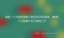 借款一个月的网贷能下款吗2026年推荐，整理5个无视黑户包下款的口子
