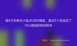 借4万利息多少钱2026年精选，盘点5个征信花了可以借钱的网贷软件