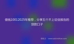 借钱10012025年推荐，分享五个不上征信报告的贷款口子