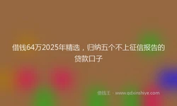 借钱64万2025年精选，归纳五个不上征信报告的贷款口子