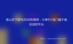 借么好下款吗2026年推荐，分享5个低门槛不查征信的平台