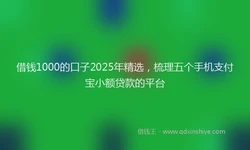 借钱1000的口子2025年精选，梳理五个手机支付宝小额贷款的平台