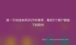 借一万块钱急用2025年推荐，概括5个黑户都能下的软件