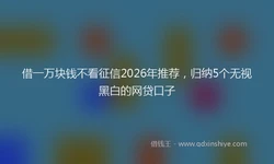 借一万块钱不看征信2026年推荐，归纳5个无视黑白的网贷口子