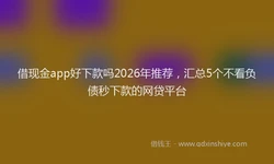 借现金app好下款吗2026年推荐，汇总5个不看负债秒下款的网贷平台
